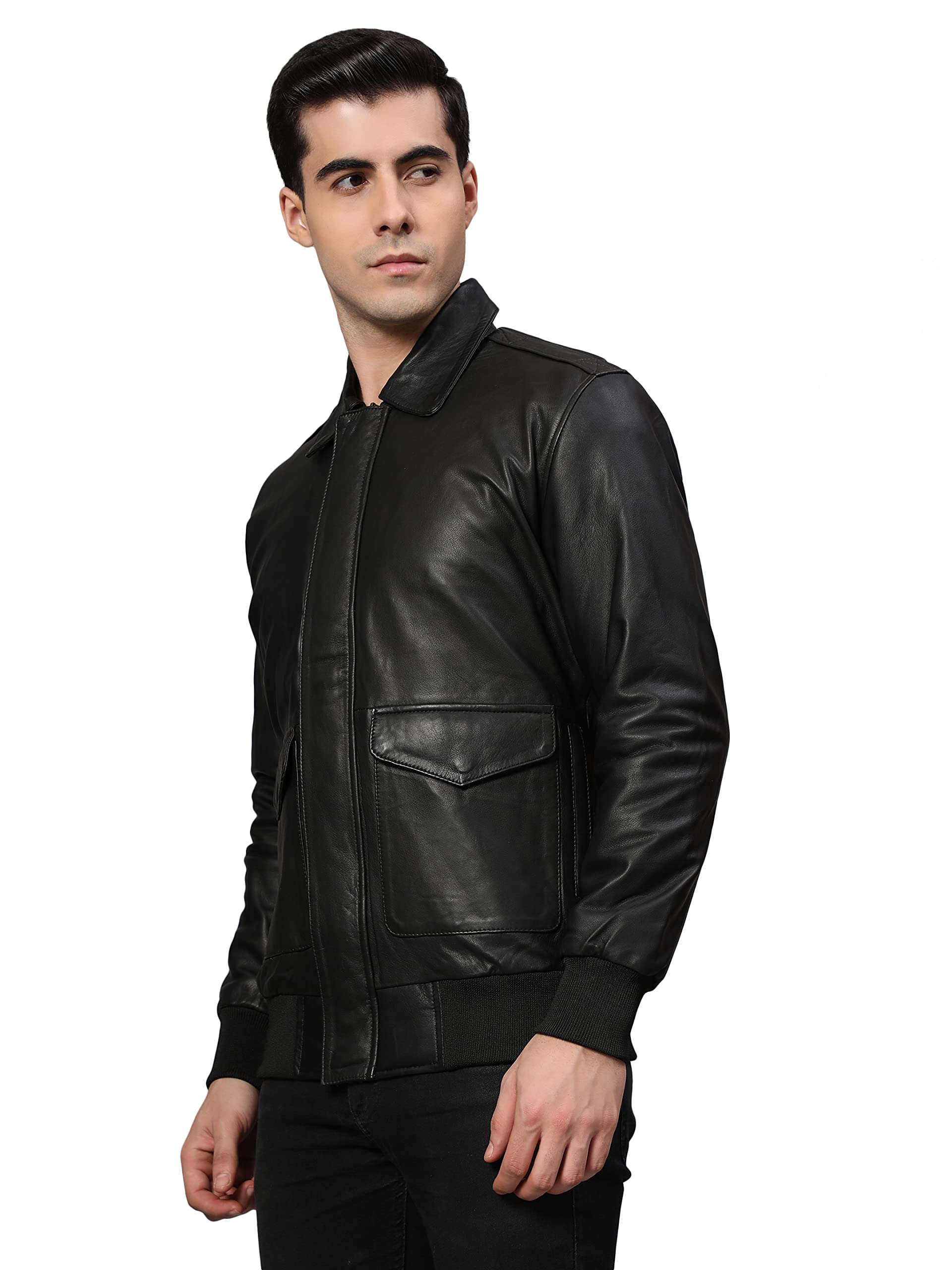 CHARMSHILPTheory Varsity Jacket In Leather Genuine Leather Jacket for Men