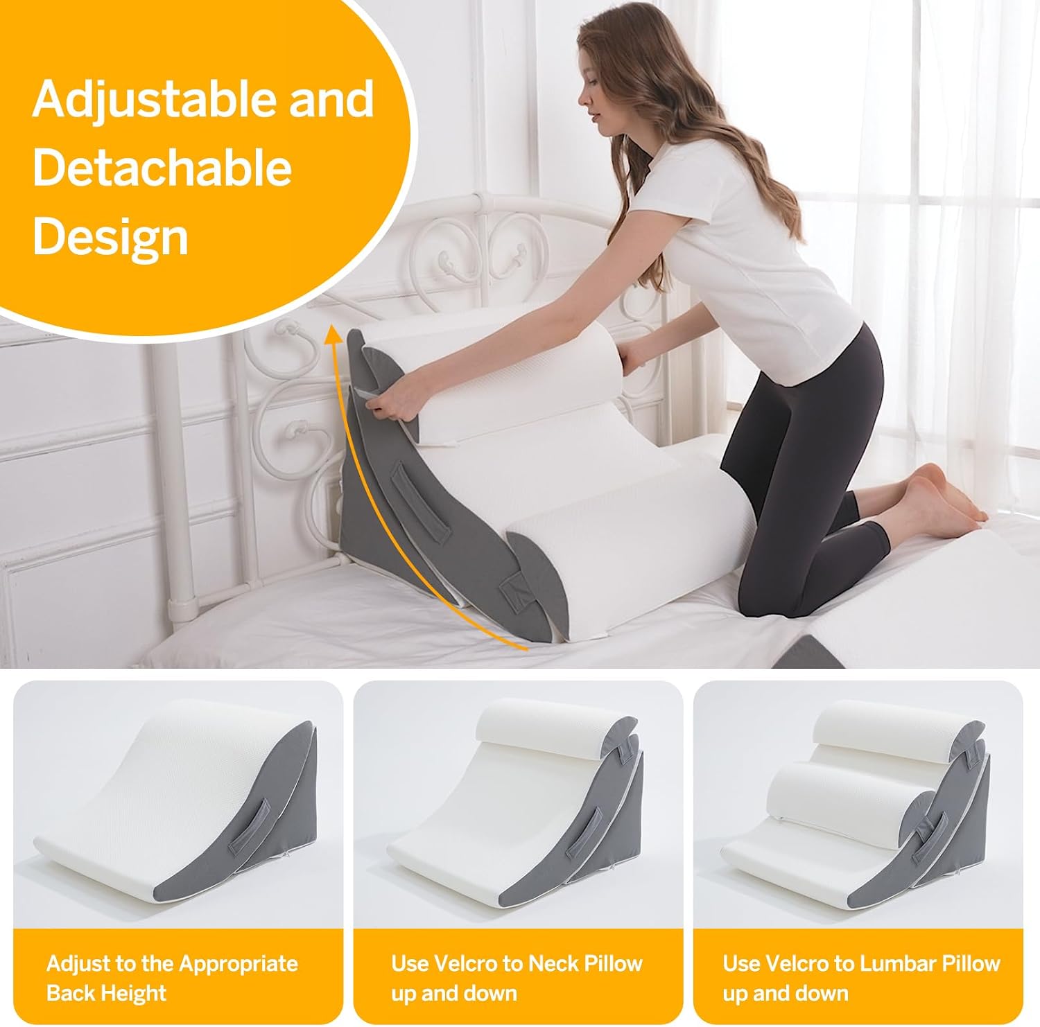 Wedge Pillow Set for After Surgery – 5PCS Orthopedic Bed Wedge Pillow Set for Sleeping, Body, Back and Leg Pain Relief