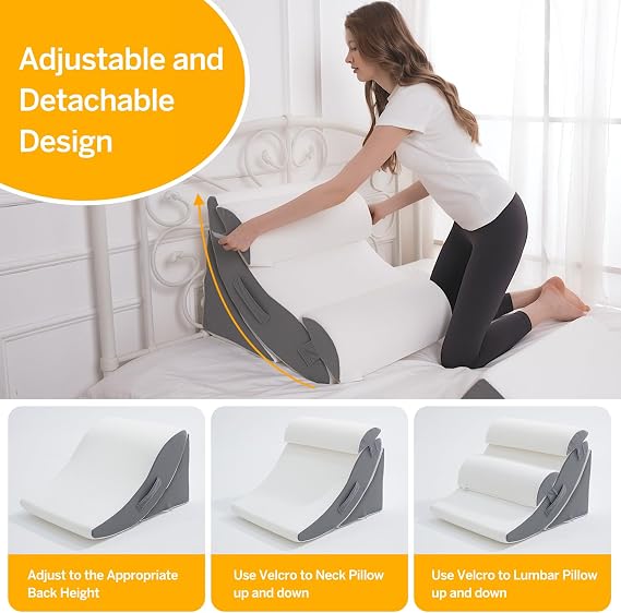 Wedge Pillow Set for After Surgery 5PCS Orthopedic Bed Wedge Pillow Set for Sleeping, Body, Back and Leg Pain Relief