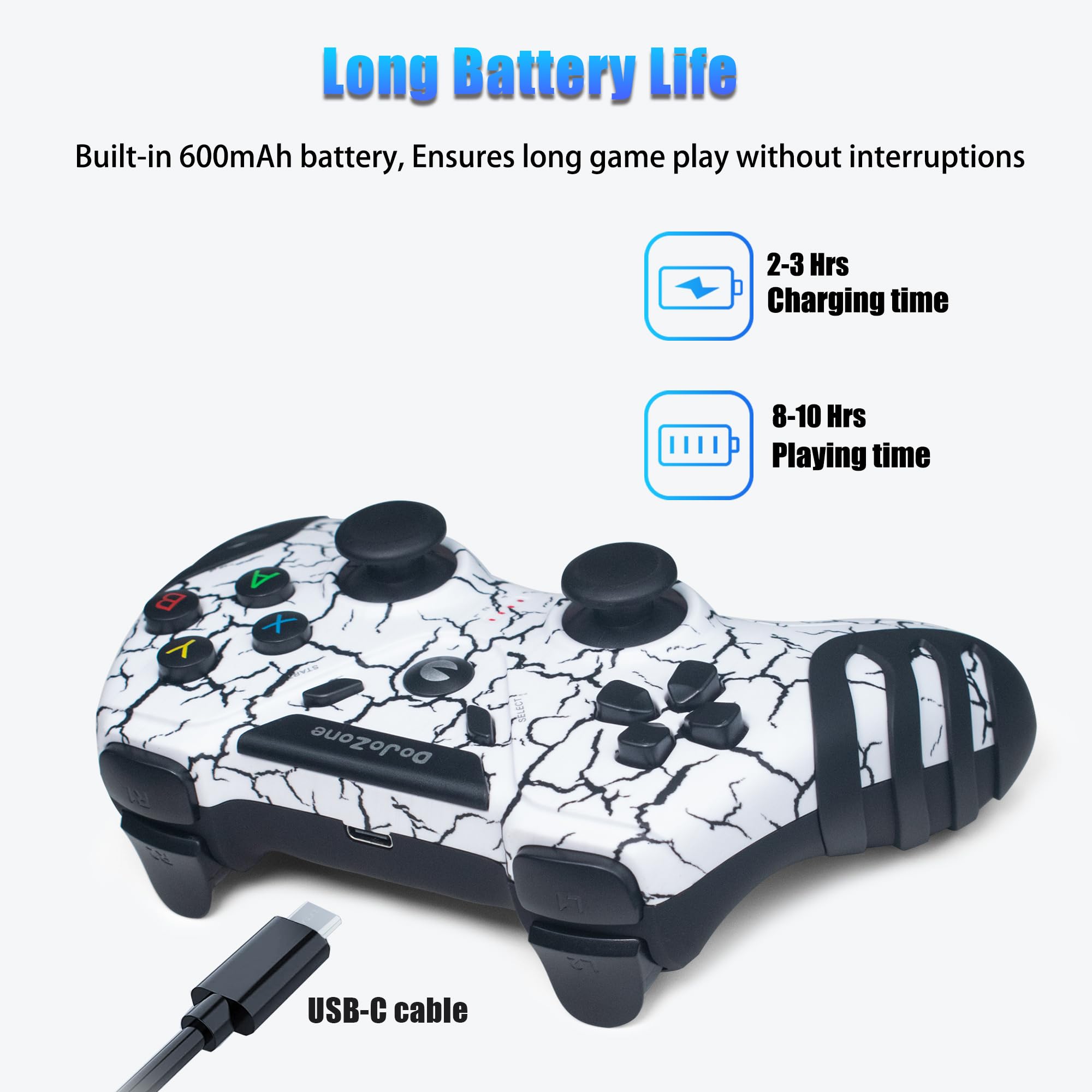 DoJoZone Controller PC Wireless, Joystick PC PS3 Controllers con Effetto Hall Joysticks/Vibrazione, 2,4G Wireless Gamepad per Windows 11/10/ 8/7, PS3, Steam, Laptop, Raspberry Pi, Android TV/TV Box