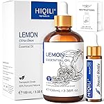 HIQILI Lemon Essential Oil, Household Cleaning, Air Purification, Skin Care, Can be Added to Cleansers, Sprays, Body Lotions Use - 3.38 Fl Oz/100ML