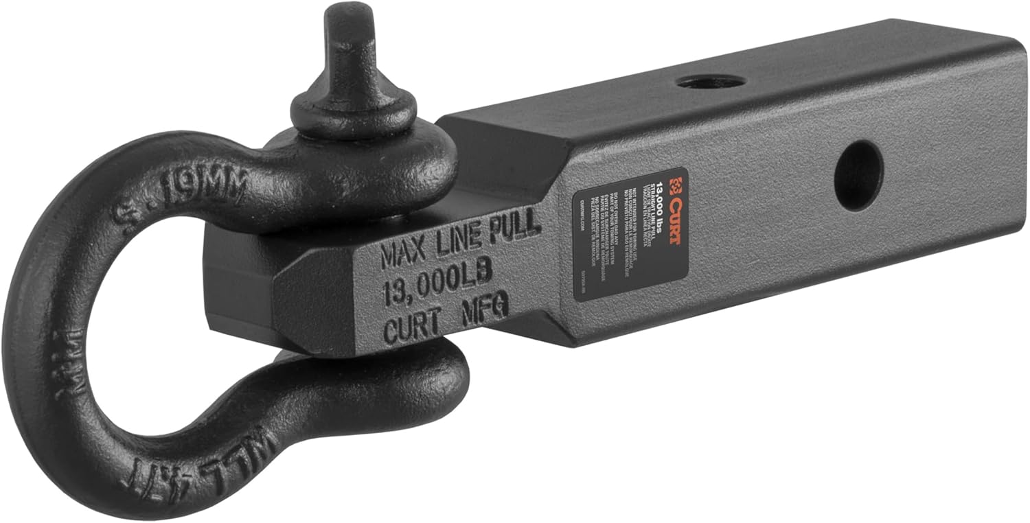 CURT 45832 D-Ring Shackle Mount Trailer Hitch, Fits 2-Inch Receiver, 13,000 lbs, CARBIDE BLACK POWDER COAT