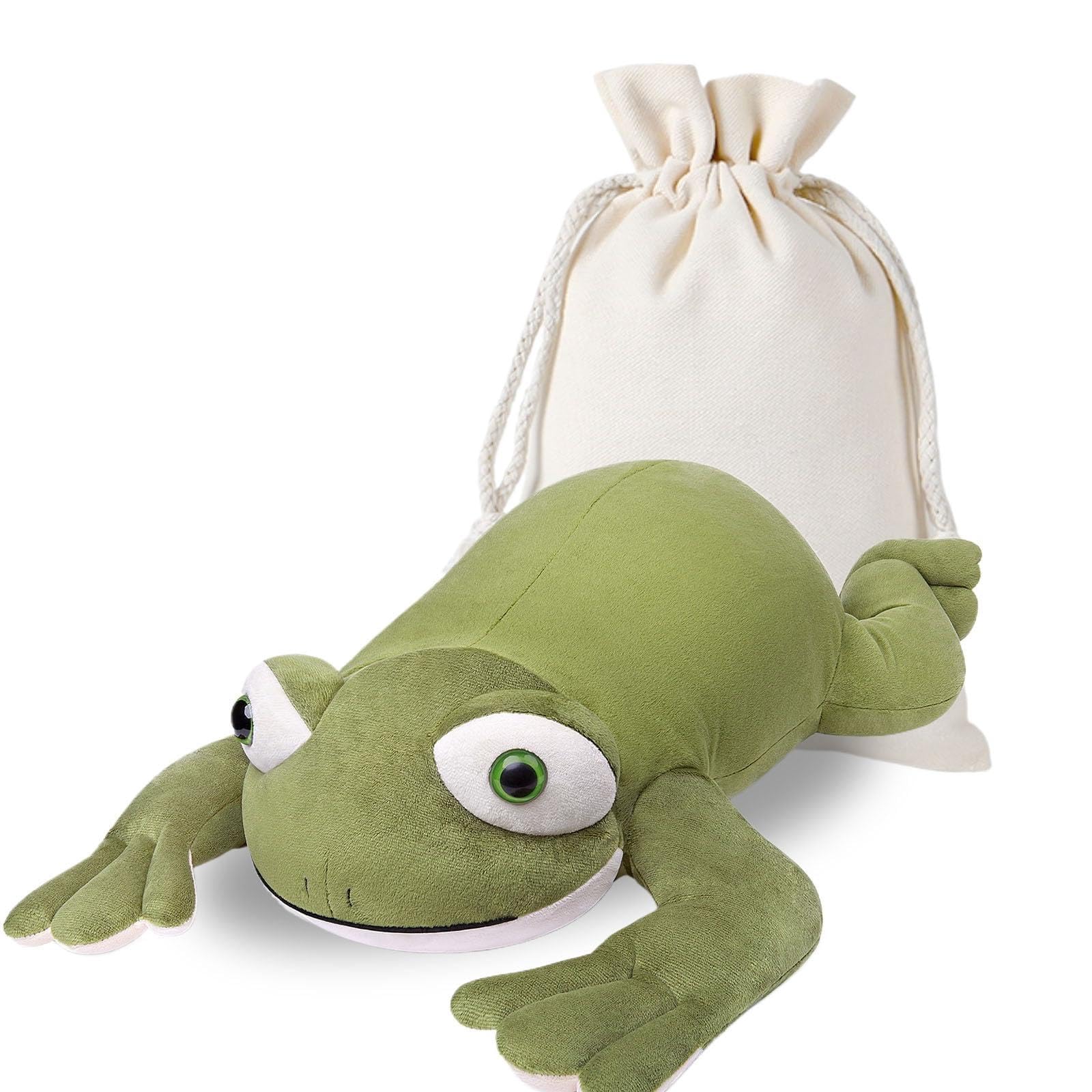 RLOMUTE Frog Weighted Plush Toy Microwaveable Cute Super Soft Stuffed Animal Plushies Pillow Weighted for Hugging Warm Hot or Cold Gift for All Ages Kids Teens and Adults 19.6in 4.4lb