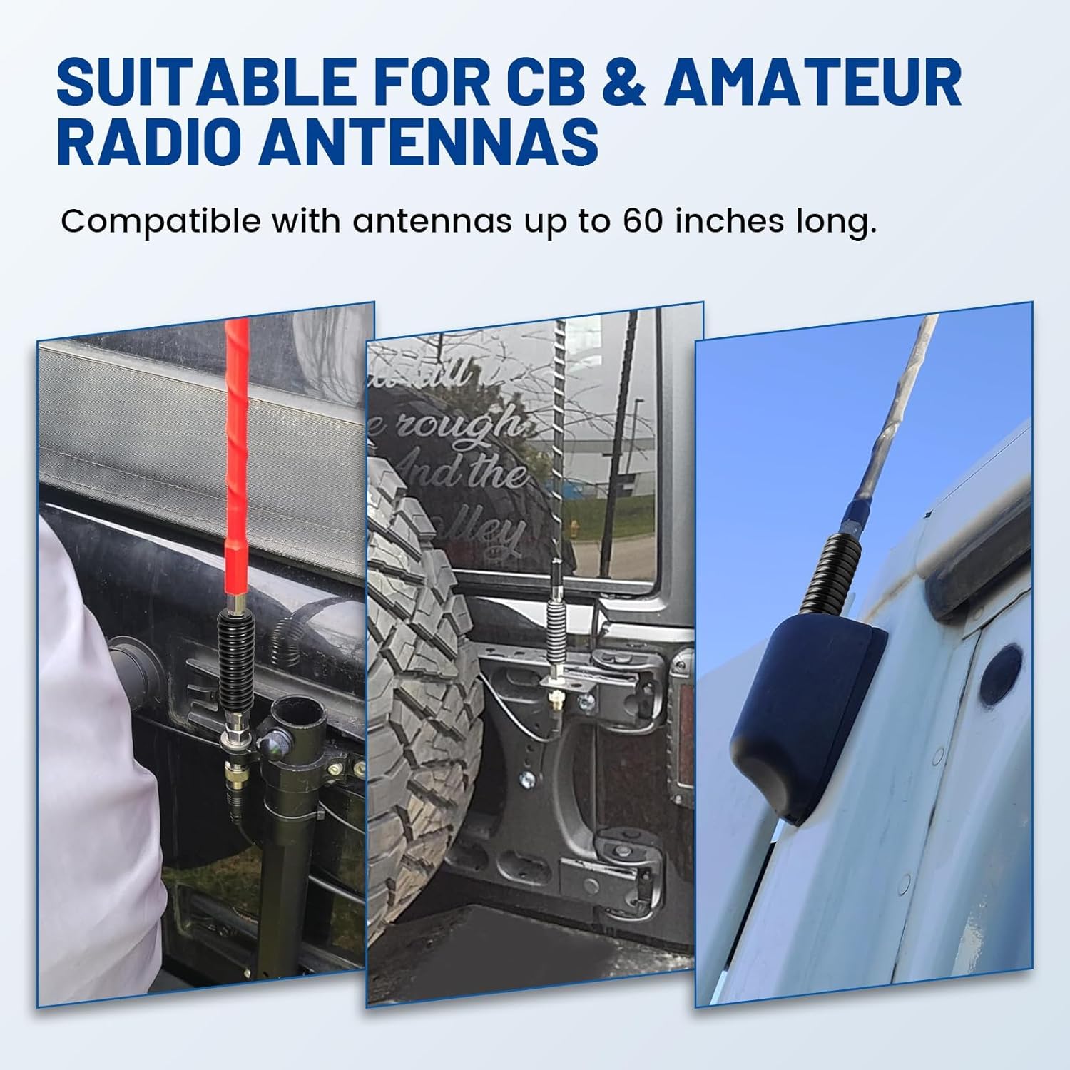 Anina SS-3H CB Antenna Spring 305311SS Stainless Steel Heavy Duty Radio Antenna Base Mount 4pc SMA - UHF FR Coaxial Connector Kit SMA to PL259 SO239 UHF VHF Crimp Coax Adapter for CB Radio