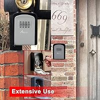 Vista 5 de Caja de cerradura de llave, caja de bloqueo de combinación con código para almacenamiento de llaves de casa, casillero combinado de puerta