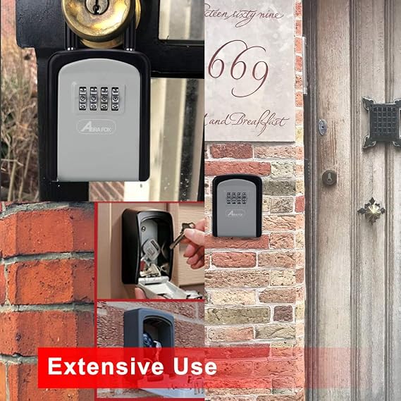 Key Lock Box, Combination Lock Box with Code for House Key Storage, Combo Door Locker (Black-5pack)