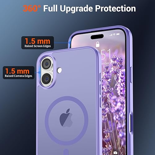 Miniatura 18 de SUPFINE - Funda magnética para iPhone 13 Pro Max (compatible con MagSafe), (protección contra caídas de grado militar de 10 pies), delgada, Negro