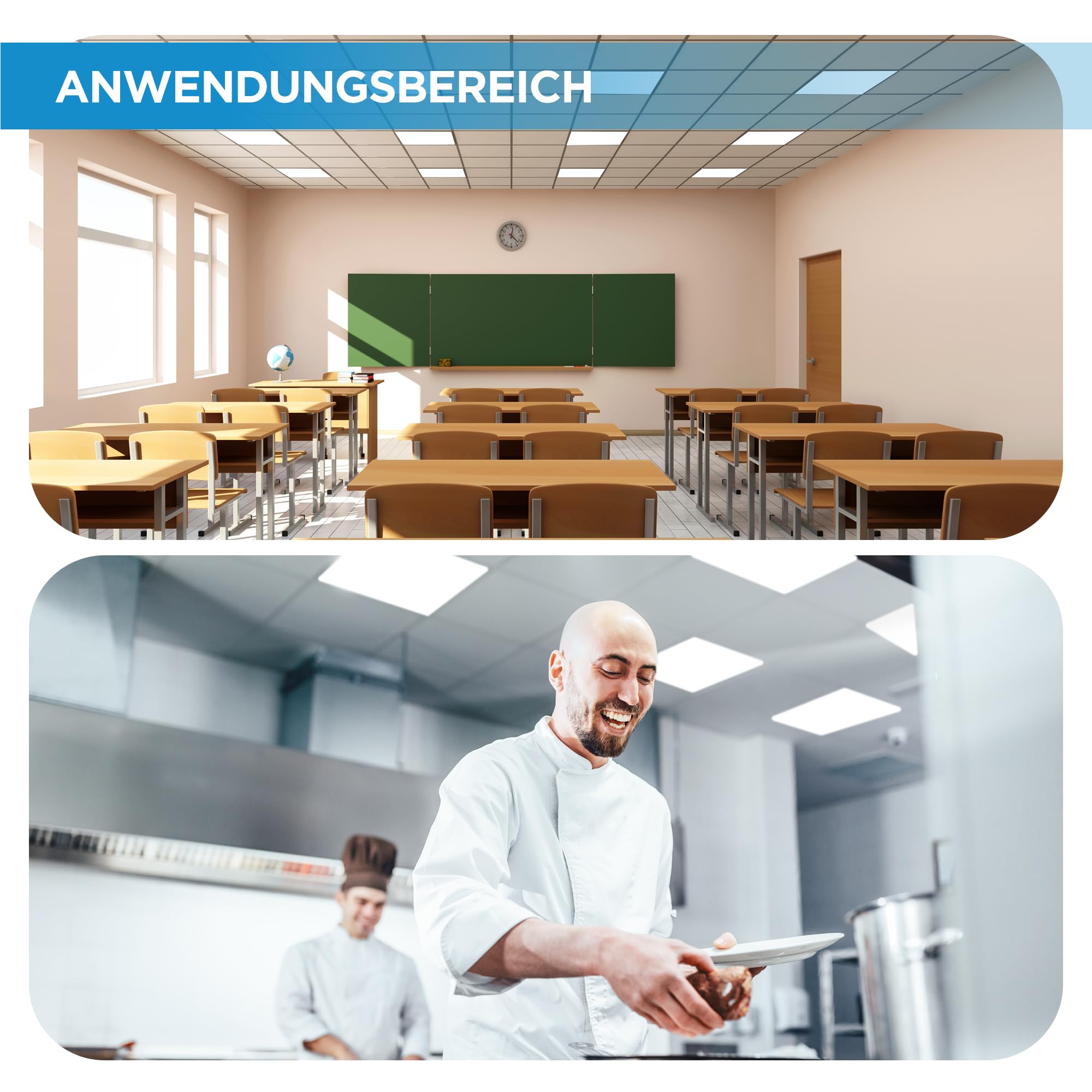 LECOM 6er Set LED Panel 62x62 cm Neutralweiß 4000K - 4000lm Deckenleuchte - Flimmerfreie Rasterleuchte für Einbau - Bürolampe - Ideal für Gewerbe, Büro, Praxis & Verkaufsräume