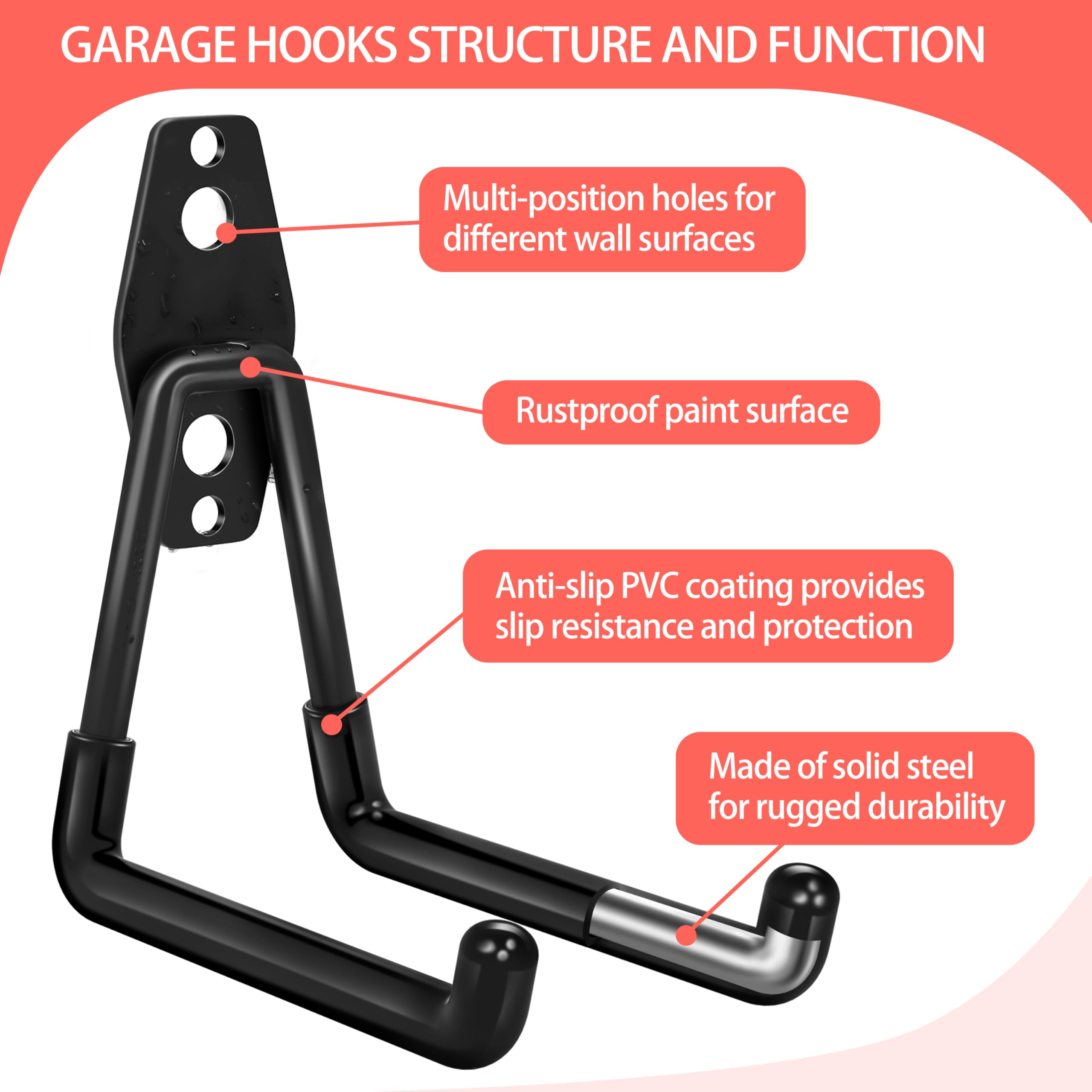 Heavy Duty Garage Hooks - Maximize Storage -3