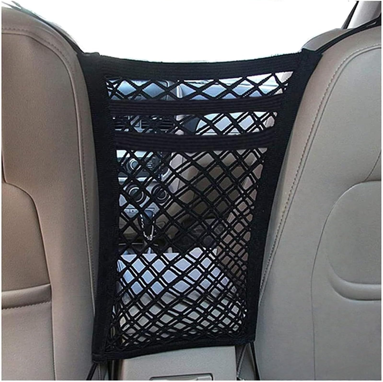 3 Layer Car Mesh Organizer for Buick Excelle GT 2014-2024, Seat Back Net Bag Adjustable Car Net Pocket Cargo Tissue Purse Holder Organization