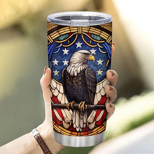 Miniatura 5 de Hyturtle Vaso de la bandera de Estados Unidos personalizado de los águilas de Estados Unidos, de acero inoxidable, con aislamiento, taza de viaje