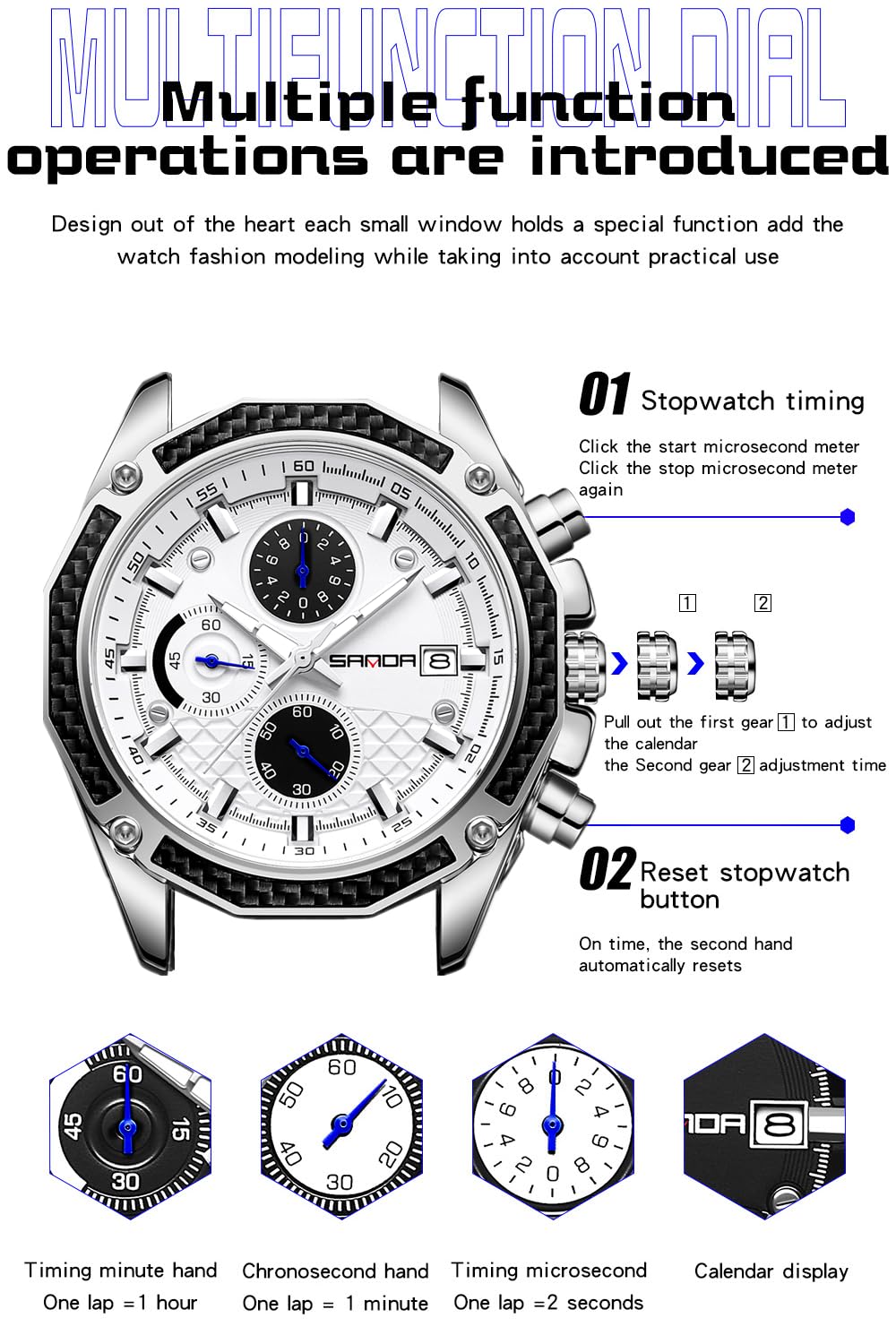 Uomo Orologio da Uomo per Gli Uomini Analogico Quarzo Orologi con Impermeabile Cronografo Calendario Cinturino in Pelle Acciaio Inox Orologio Classico Elegante Moda Orologio da Polso