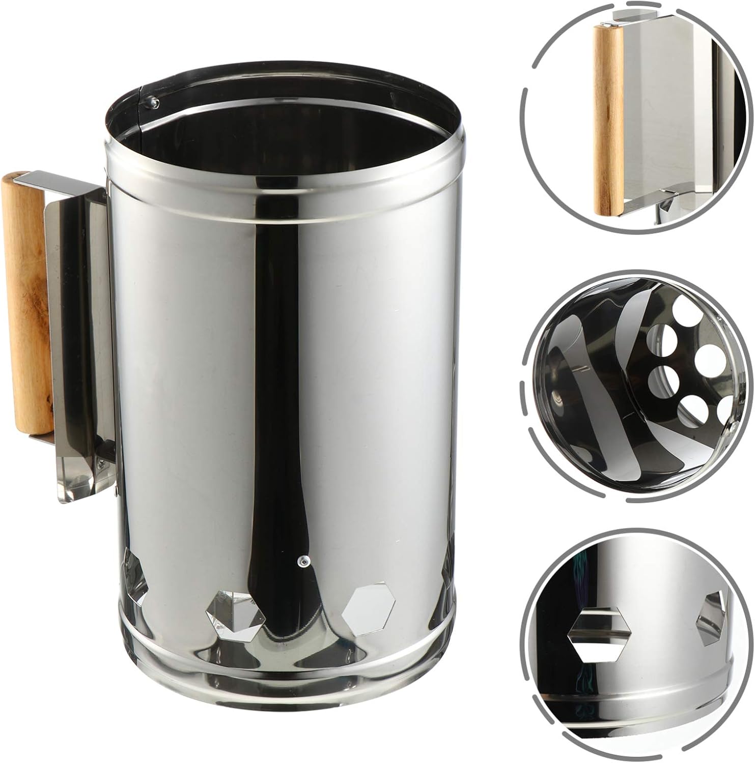 PAREKS Camping Accessories Grill Outdoor BBQ Charcoal Chimney Starter Outdoor Cooking Charcoal Fire Starter Stainless Steel Fireplace Accessories Barbeque Grill Camping Bbq/451