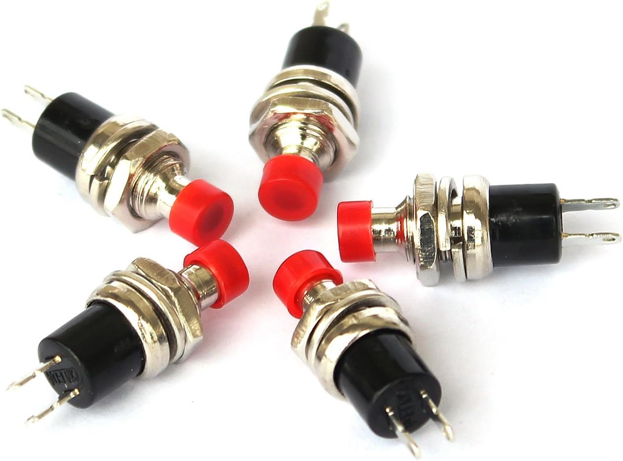 Interrupteur Bouton Poussoir Momentané SPST Rond Plat - Lot De 5 Pièces Par Uxcell