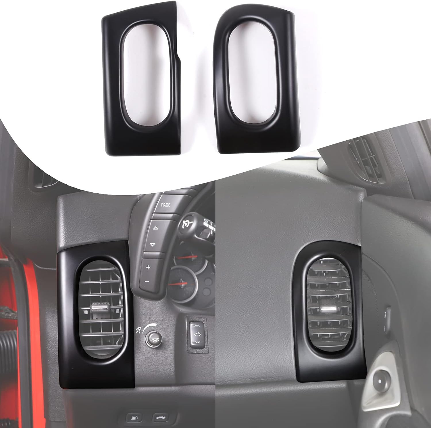 Lcojicep Car Air Vent Cover Compatible with Corvette C6 2005-2013, ABS Side Air Vent Outlet Cover Trim Frame, Central Side Dashboard Air Vent Outlet Cover, (Piano Black) (Sports red)