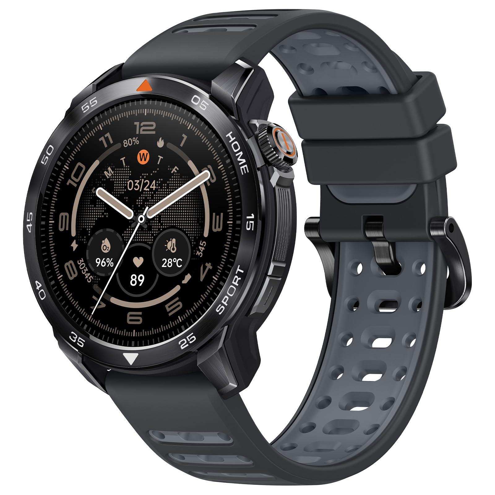 Mibro GS Pro2 GPS Smartwatch Herren, 20 Tage Akku, Coach-Laufplan | 1,43"AMOLED, Robustes Zifferblatt Edelstahl, Bluetooth-Anruf, 20 Tage Akku, 5ATM Wasserdicht, Padel, Läuft(Dunkelgrau)