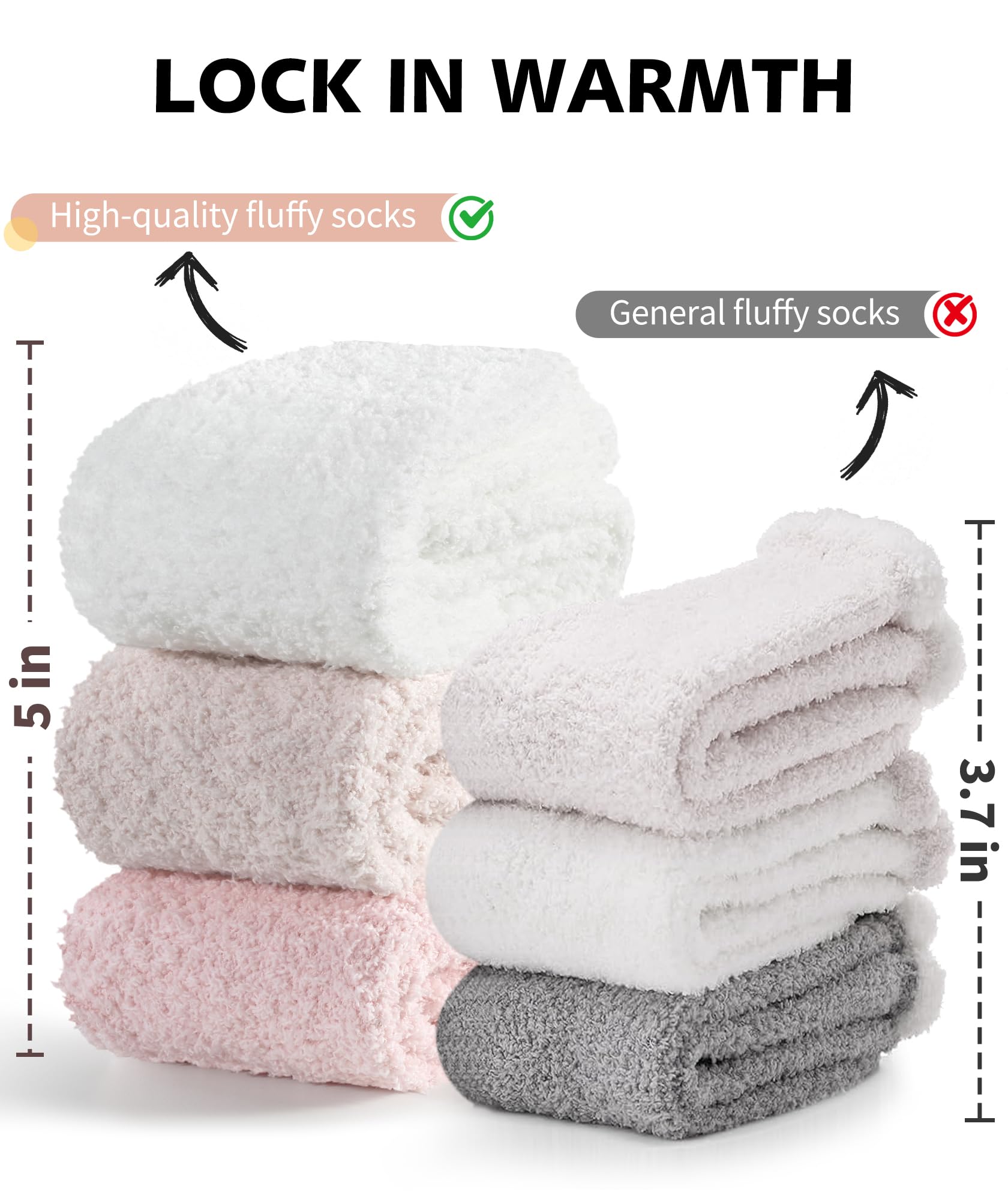 CLOSEMATE Chaussettes Chaudes Femme 35-38 39-42 en Polaire Doux Élastique Épaisse Chausson Maison Hiver 1 ou 3 Paires