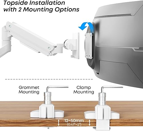 Miniatura 6 de Brazo de monitor de alta resistencia para pantallas de 17 a 49 pulgadas de hasta 44 libras, soporte de escritorio de abrazadera única ultraancho