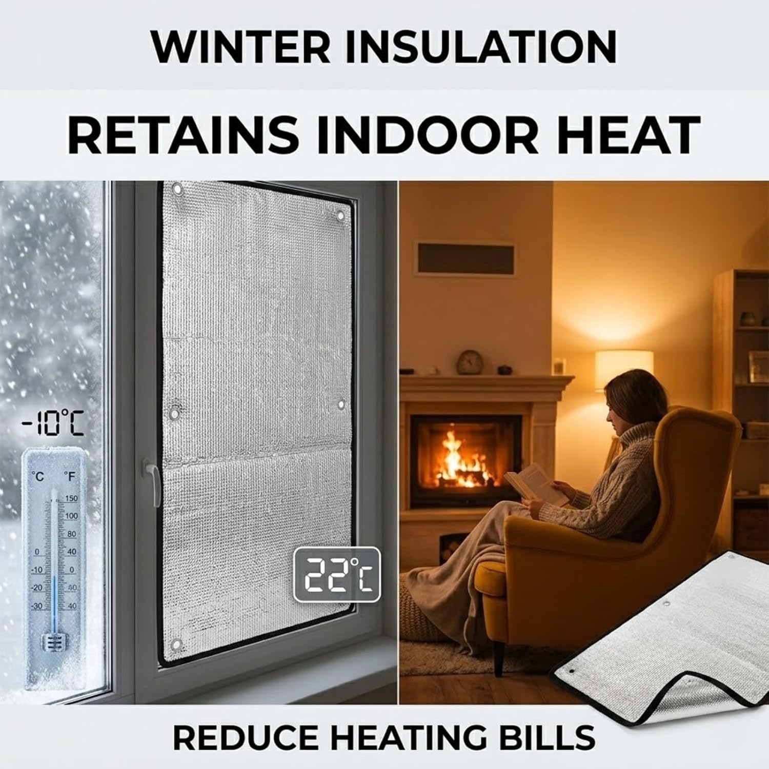 Magnetic Window Insulation Kit for Summer Heat, Reflective Aluminum Foil Blackout Window Cover, Heat Blocker Privacy Film for RV Camper, Home, Skylight, 8mm Thick(34x71in)