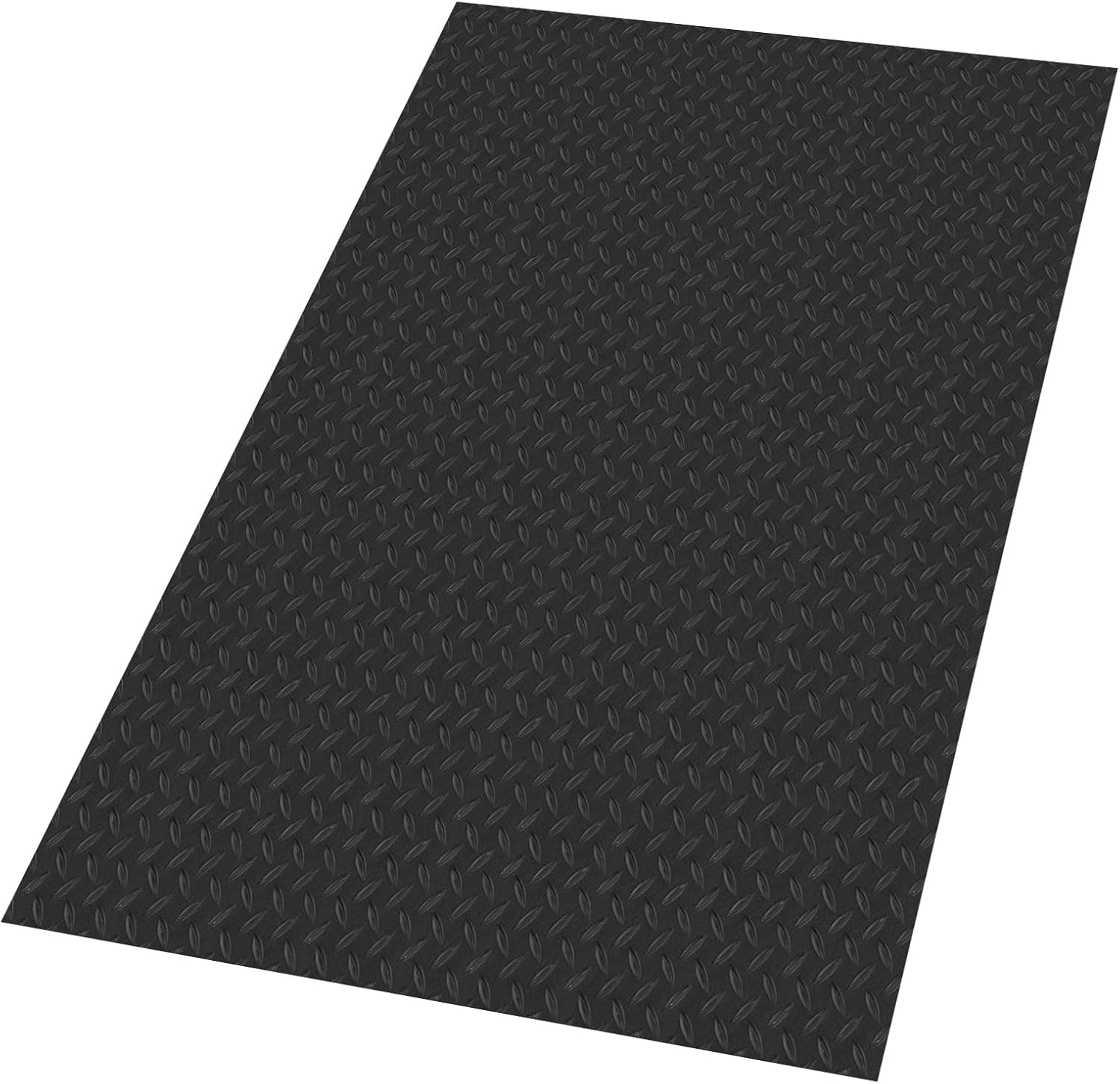 4 x 6 FT Garage Floor Mat, 1.5mm Thick Diamond Plate PVC Garage Flooring, Waterproof Trailer Mat Floor Protection for Home, Gym, Garage, and Vehicles - Black