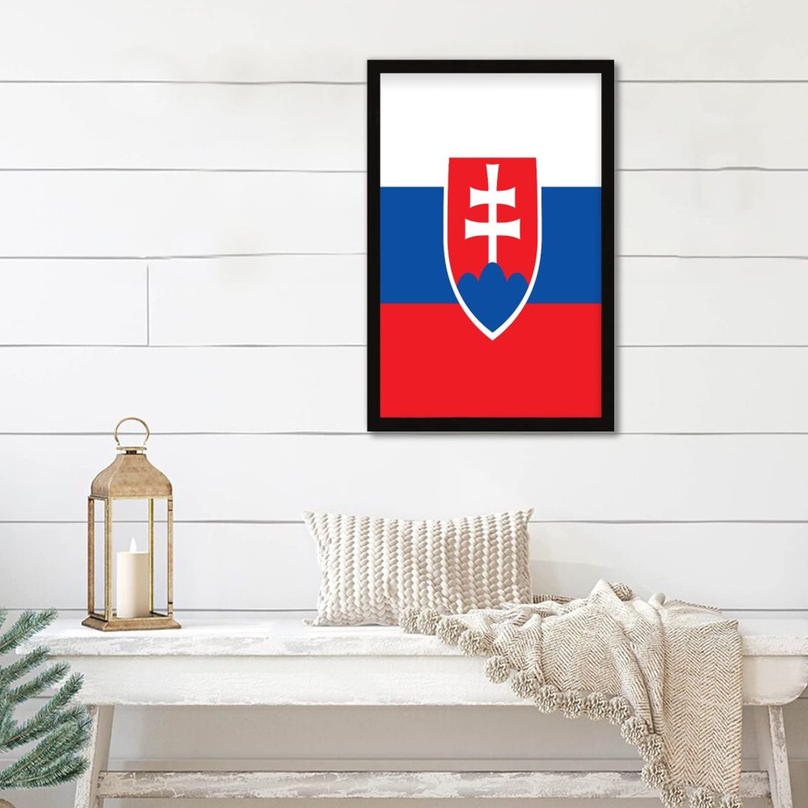 Drapeau de la Slovaquie impression encadrée bois décoration murale hôpital bureau