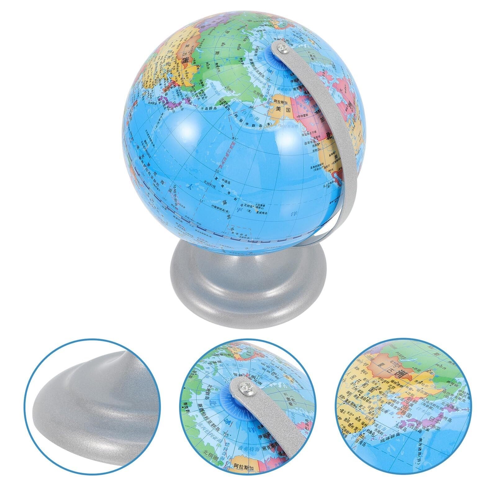Kleiner Erdglobus mit Metallsockel, Geographie-Globus aus PVC, Schmuck for Studenten, pädagogische Schreibtischdekoration