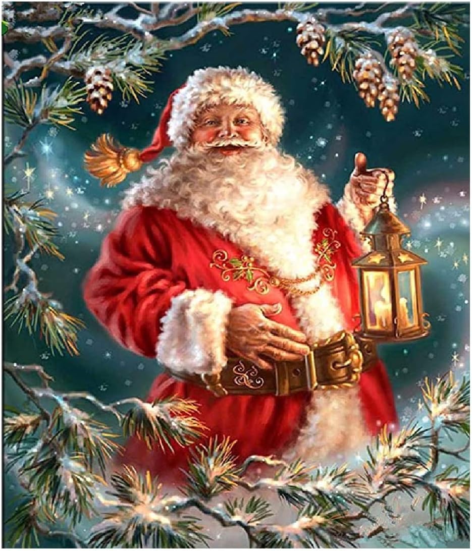 TINDAY Paint by Number Santa Claus DIY Paint by Number Kits for Adults Kids Beginner Santa Claus DIY Canvas Painting by Numbers Painting Acrylic Painting for Home Decoration Christmas 16x20 Inch