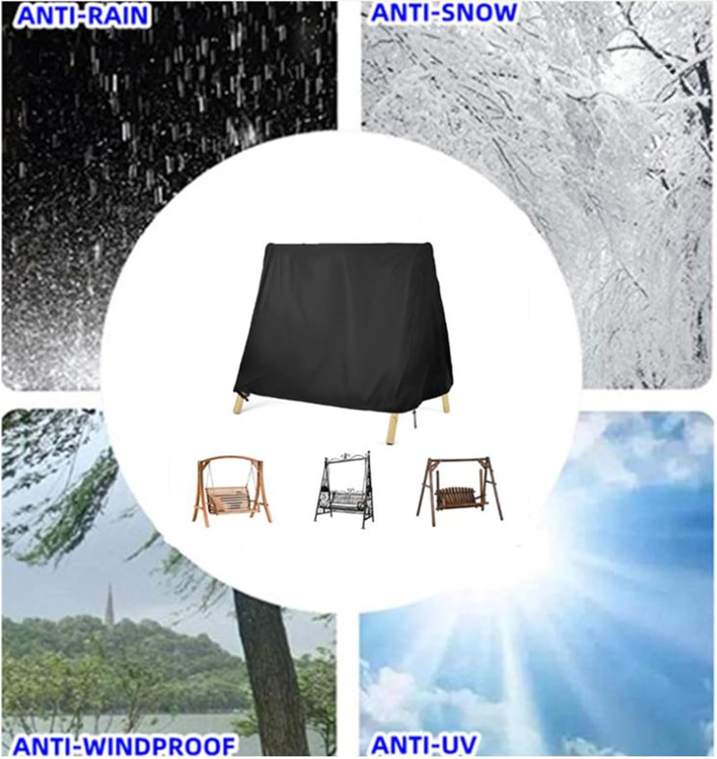 Outdoor Swing Cover, A Frame Patio Swing Cover, Garden Hammock Glider Chair Cover, Can be Used Without Disassembly(Beige+Coffee,216 * 140 * 170cm)