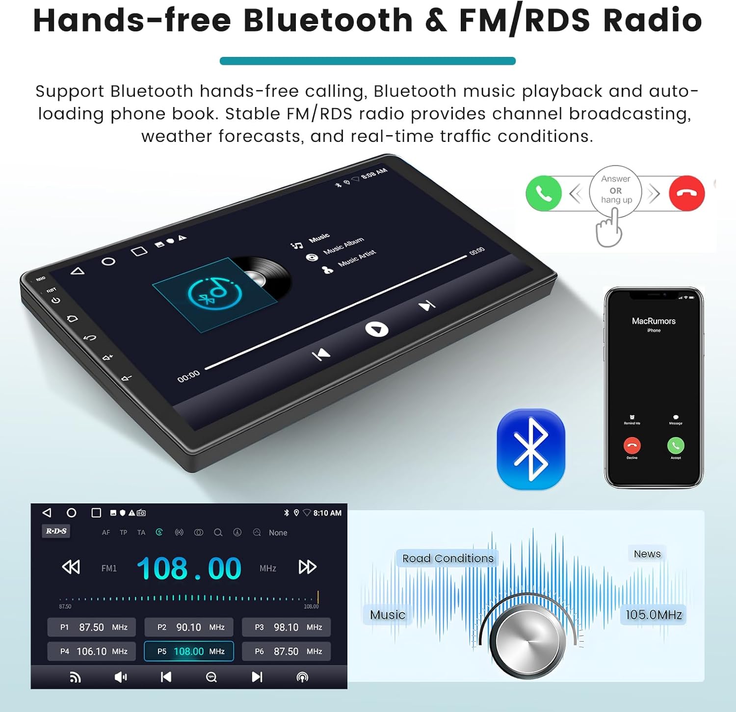 Bluetooth and EQ settings interface