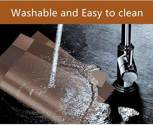 Miniatura 3 de Manteles individuales con juegos de caminos de mesa, manteles individuales de vinilo tejido entrecruzado para cocina, tapetes de PVC lavables para