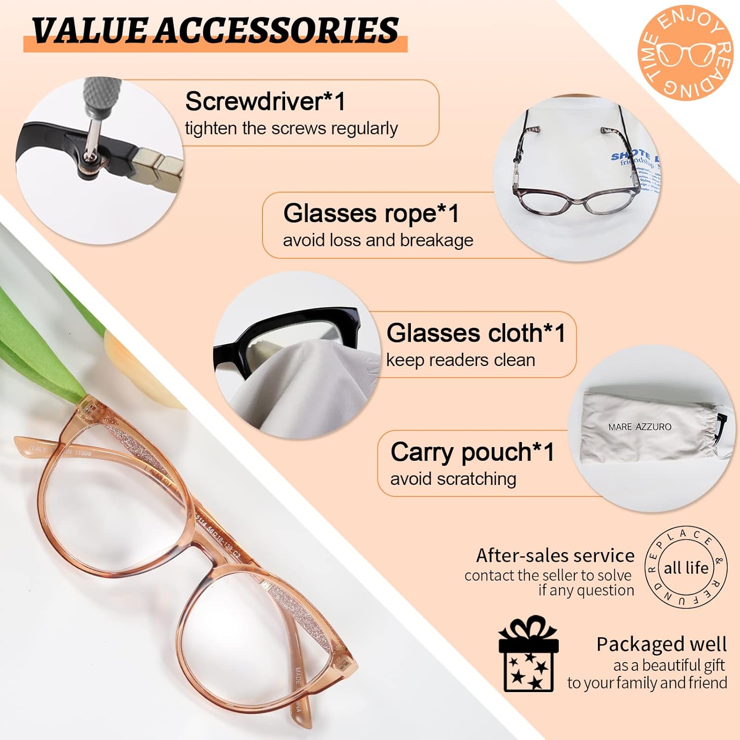 MARE AZZURO Large Bling Reading Glasses Women Trendy Round Readers 0 1.00 1.25 1.50 1.75 2.00 2.25 2.50 2.75 3.00 3.50 4.00 5.00 6.00 (Brown, 1.0) - Image 6