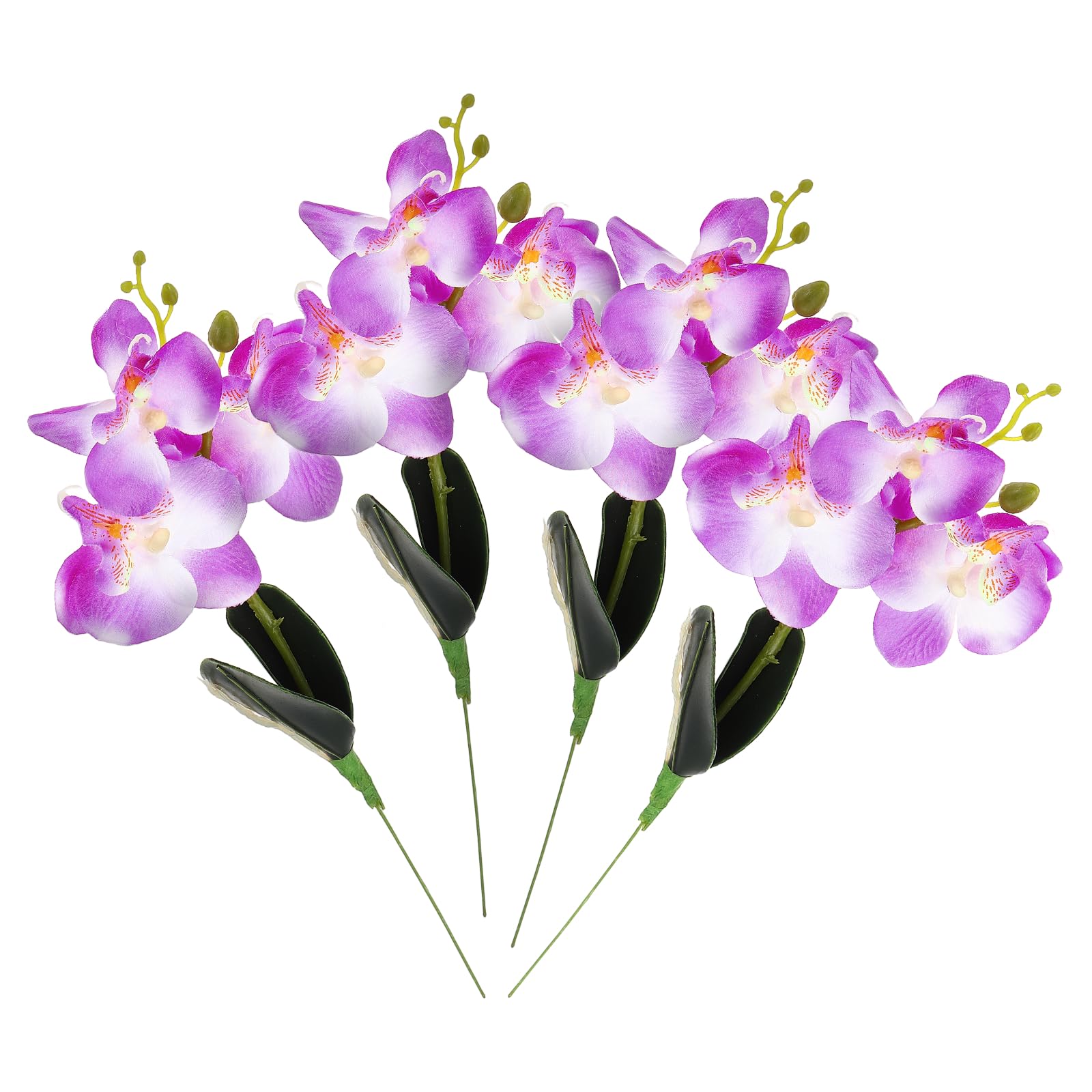 Fleurs phalaenopsis artificielles lot de 4 orchidées au toucher réaliste 33 cm