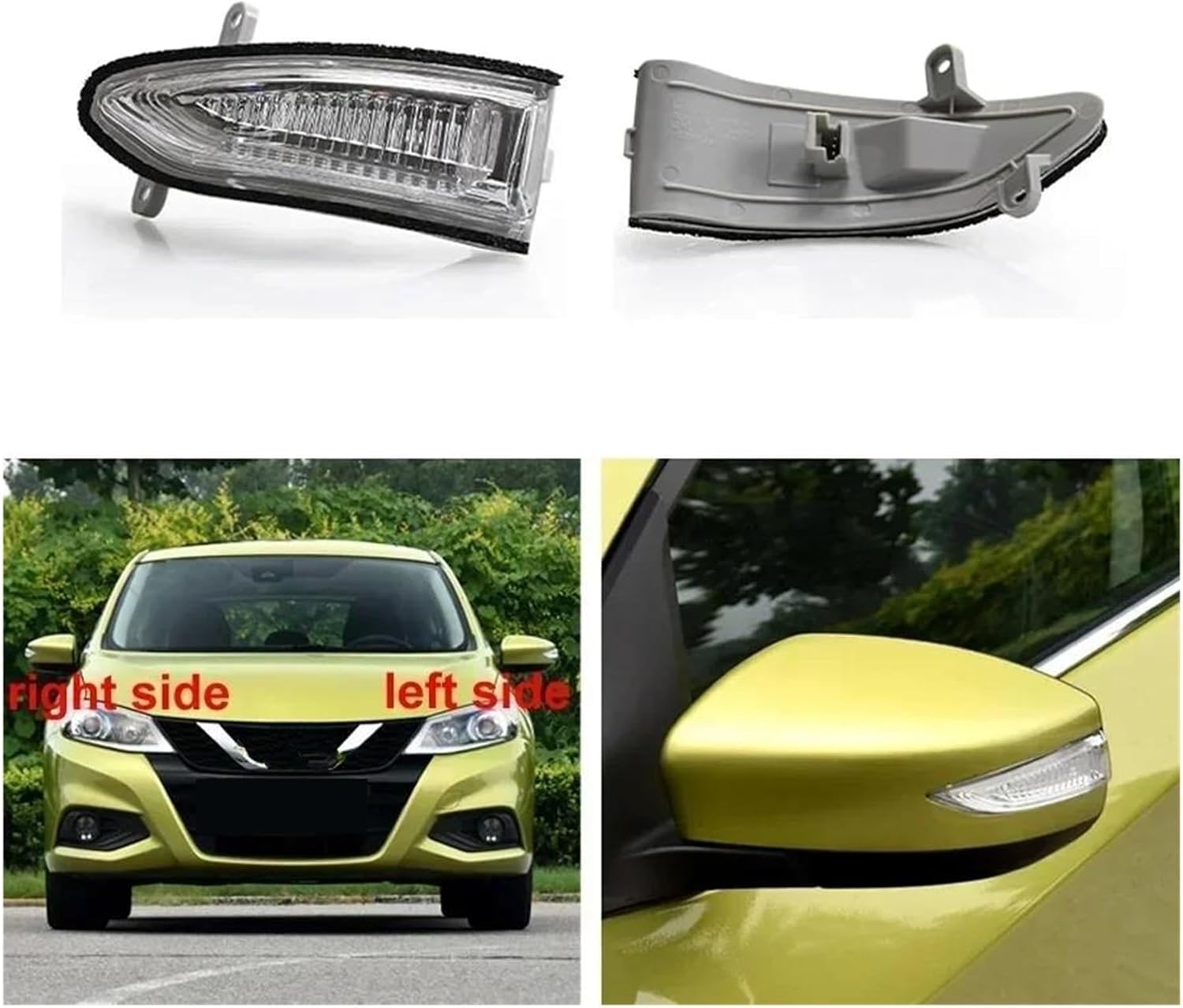 Car Turn Signal for Nissan Tiida 2016 2017 2018 2019 2020 2021, Light Bulb Marker Indicator Blinker Lamp Waterproof Adjustable Tail Running Replacement Accessories,Right