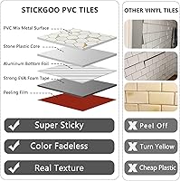 Vista 3 de STICKGOO Salpicaduras para pegar y pelar para la cocina, azulejos autoadhesivos hexagonales de mosaico (10 hojas, mármol blanco con metal dorado)