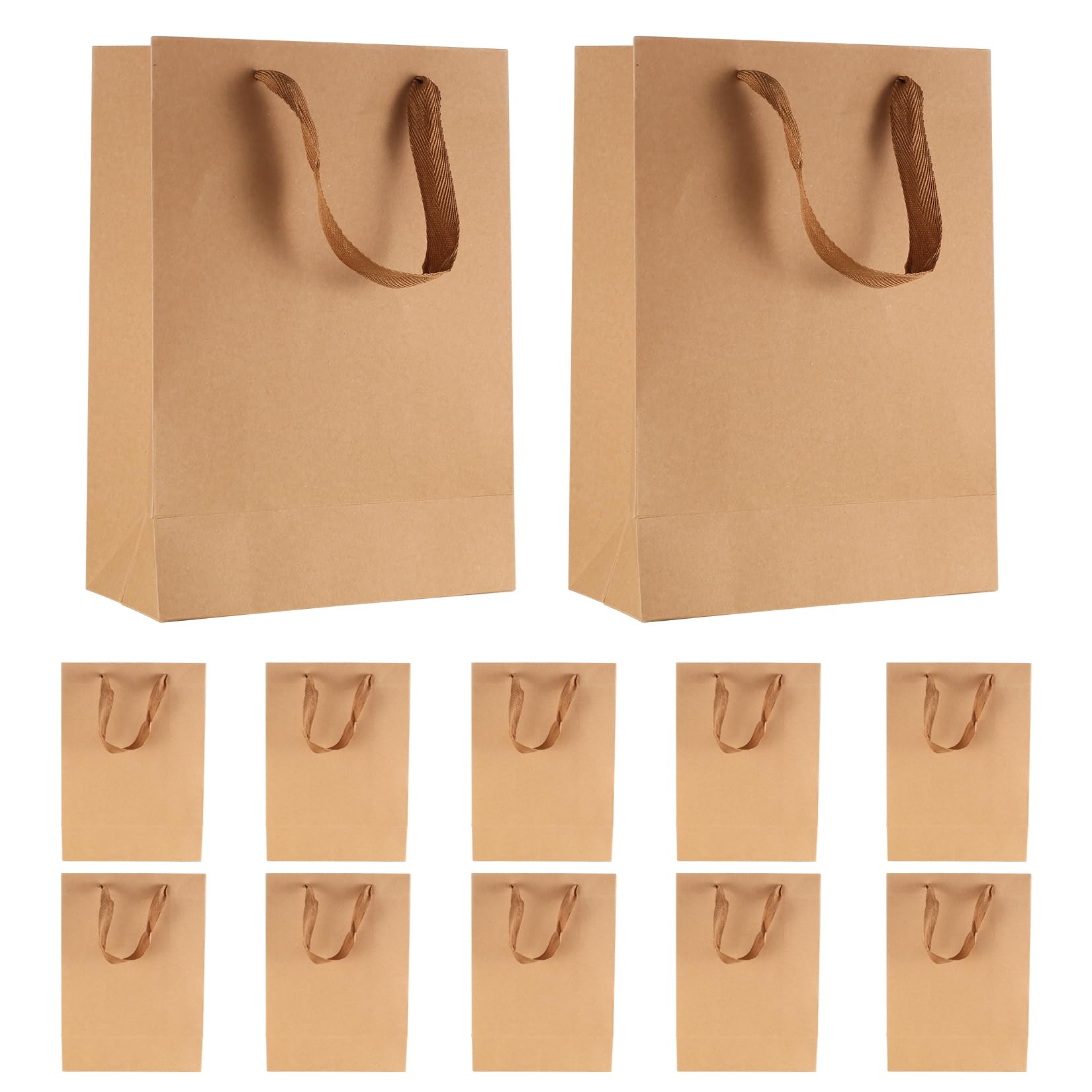Zxglxinyao 10 Pcs Kraft Paper Bags with Handles - Brown Paper Gift Bags for Small Business, Shopping, Birthday Party Favors, Merchandise