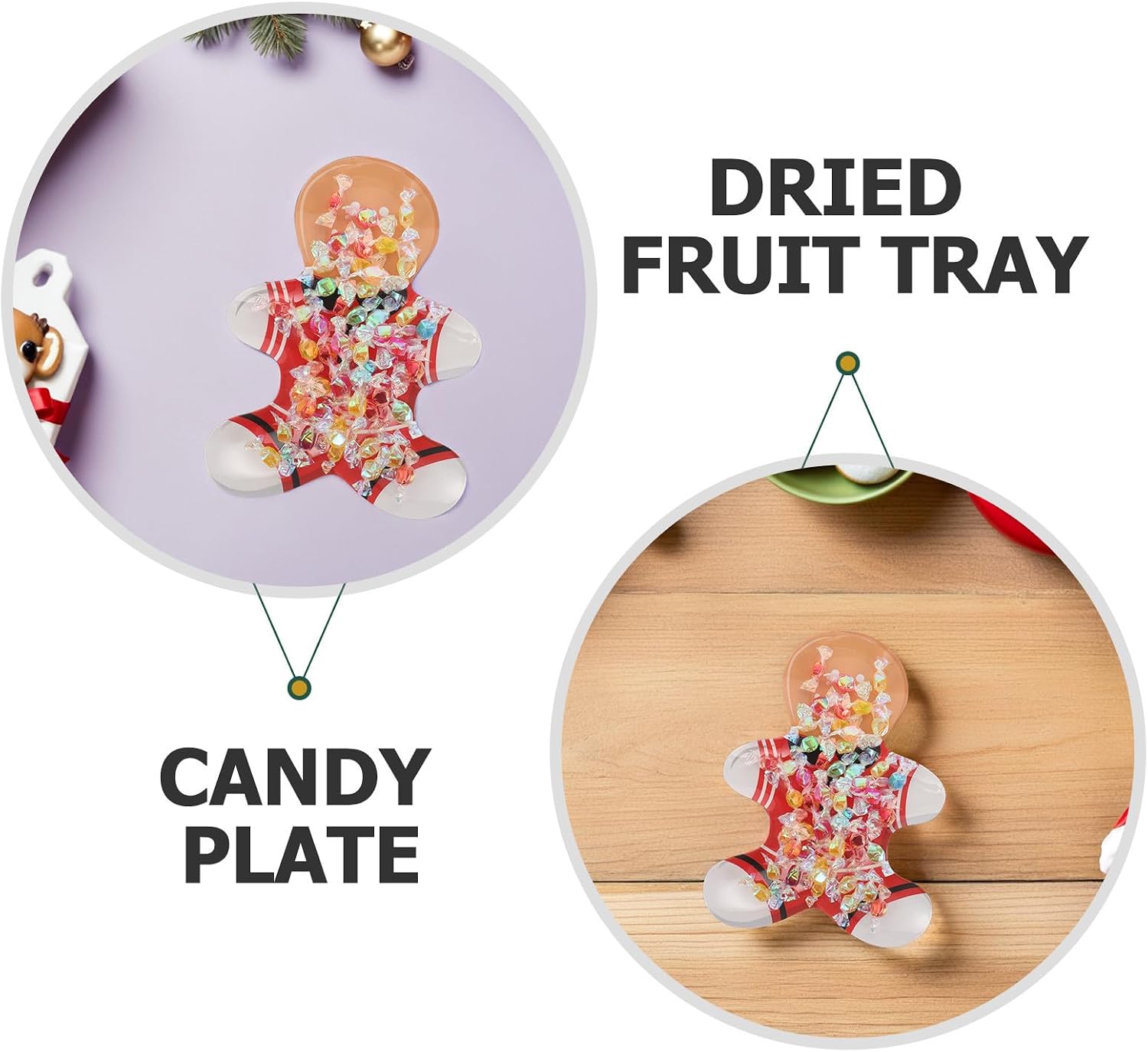 Gingerbread Serving Tray Melamine Christmas Xmas Party Candy Dish
