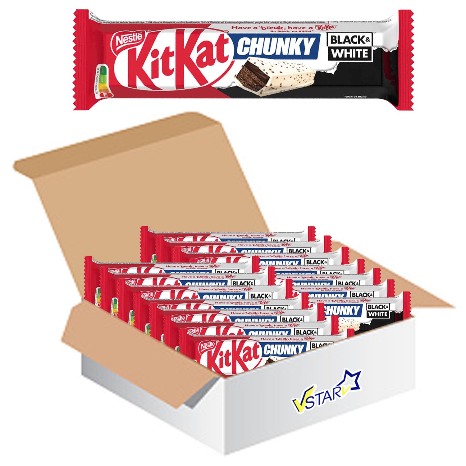 VSTARAll Chocolate Bars Collection (Kiit Kat Chunky Black & White 42g, Full Box)