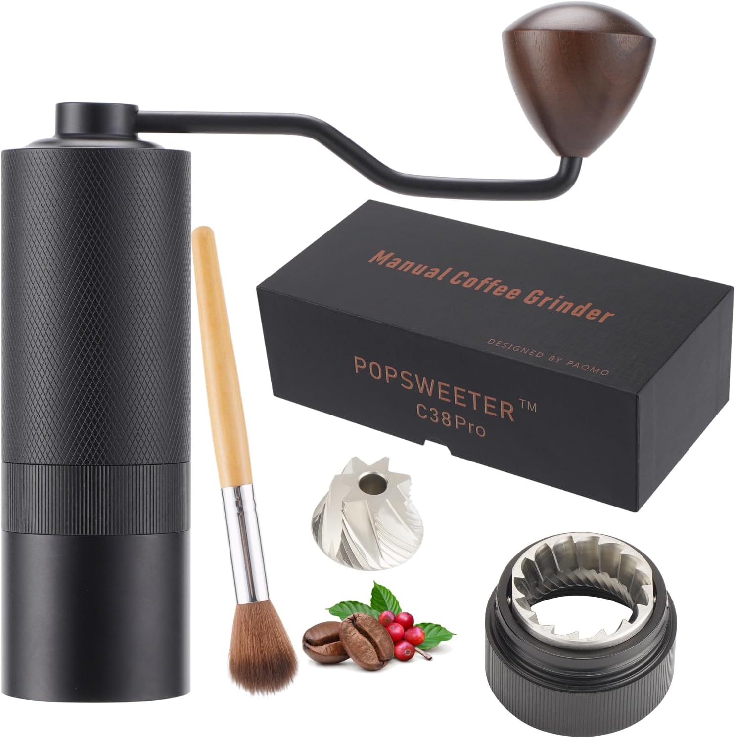 Popsweeter C38 PRO manual coffee grinder, 72level precision grinding