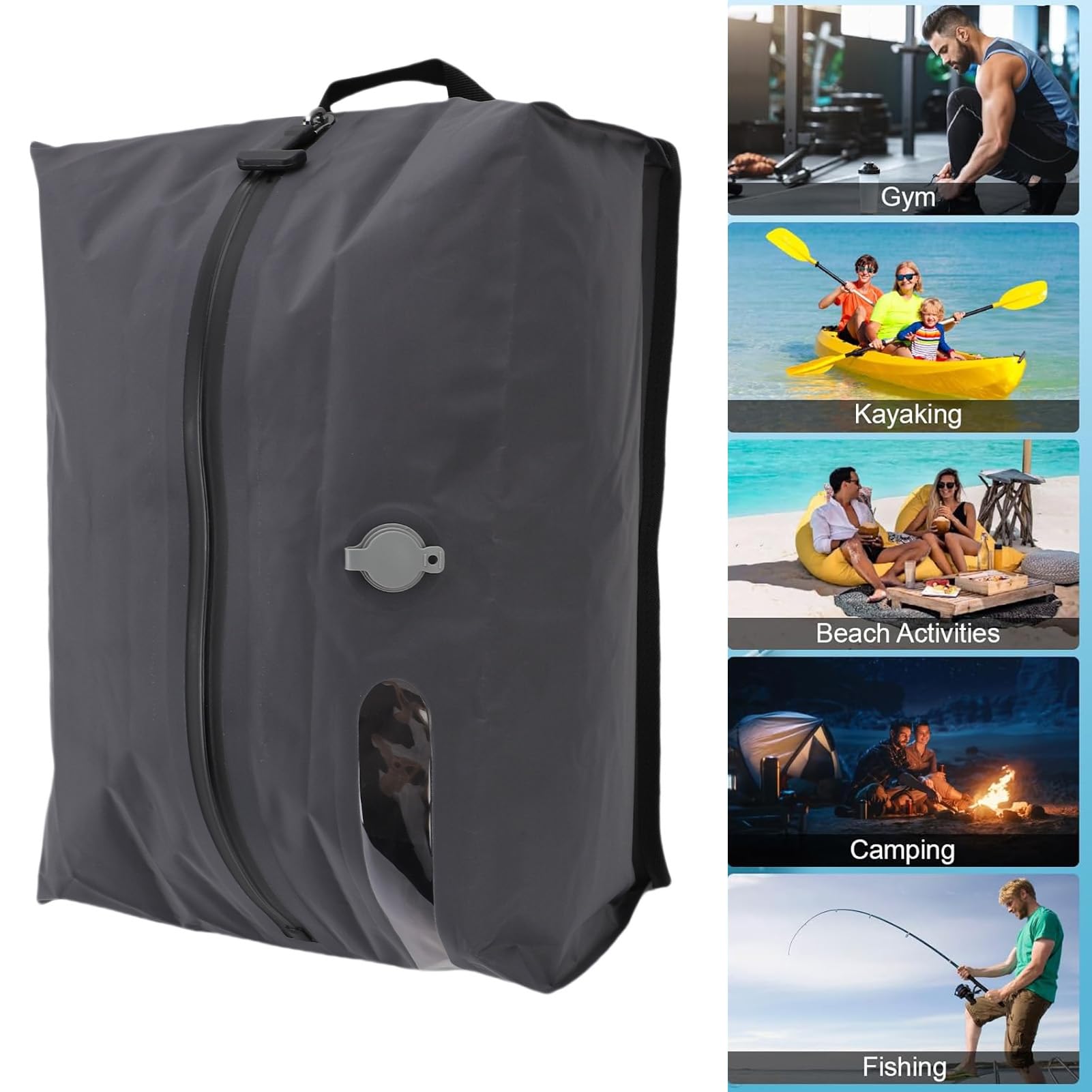 Vacuum Sealed Compression Bags 16L 70D TPU, wiederverwendbare Travel Space Saver für Koffer Rucksäcke, Wasserdicht Lagerung Taschen für Kleidung, Camping, Kreuzfahrt (GRAY)