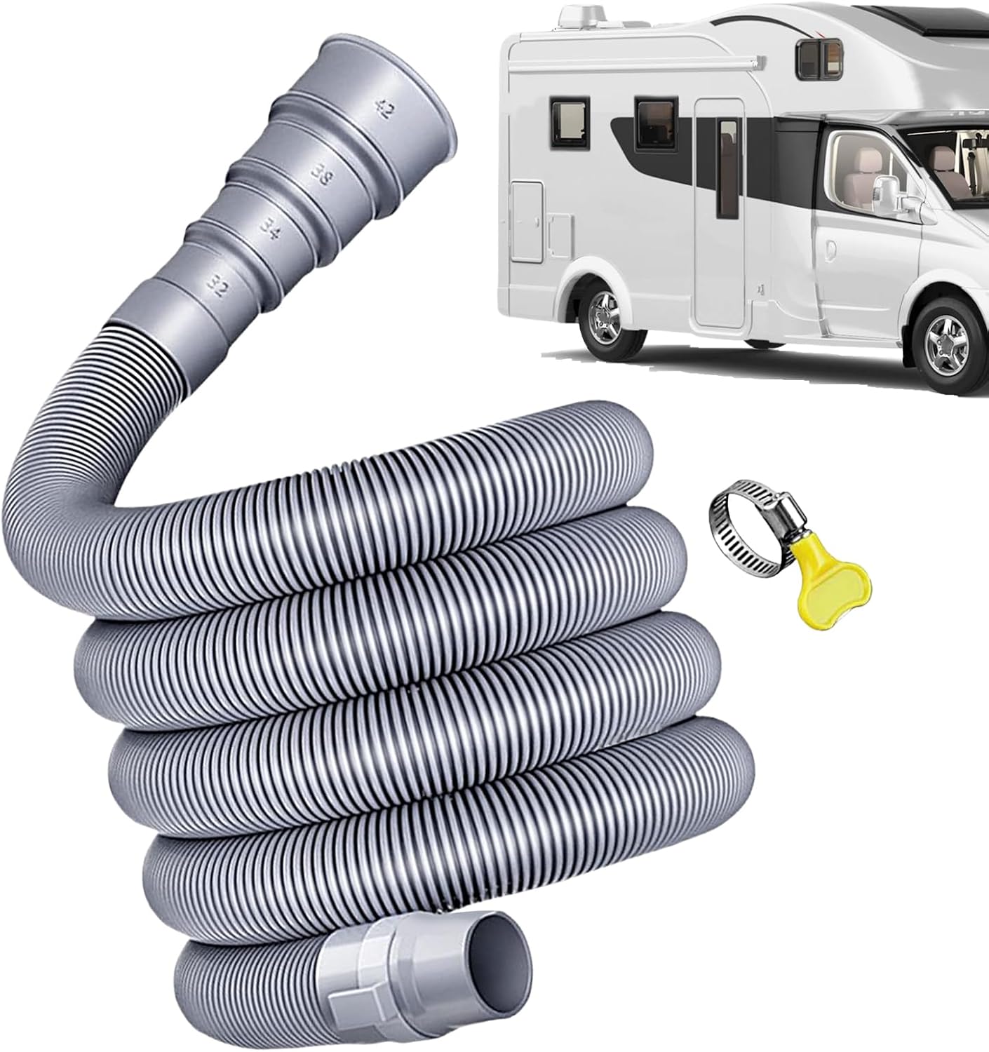 Uitschuifbare Afvalwaterslang 45mm Met Adapters - Voor Camper, Caravan En Caravans