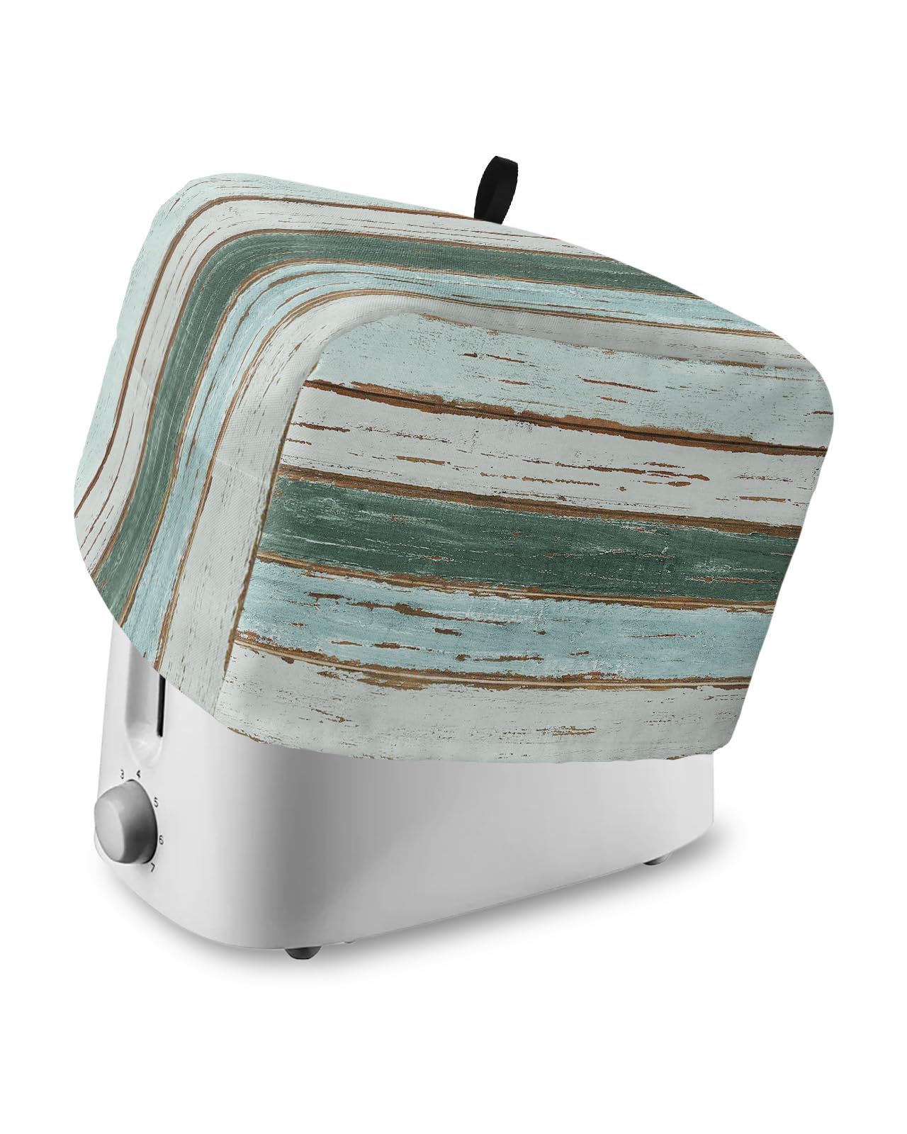 4 Slice Toaster Cover, Bread Machine Cover Vintage Farm Green Texture Gradient Wood Grain Kitchen Appliance Dust Cover with Top Handle Fingerprint Protection Lightweight Kitchen Toaster Cover