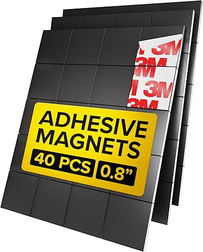 Miniatura 13 de Imanes hiperadhesivos con parte trasera adhesiva, 110 piezas de 0.8 x 0.08 pulgadas cuadrados magnéticos fuertes para pizarra blanca, imanes de 110