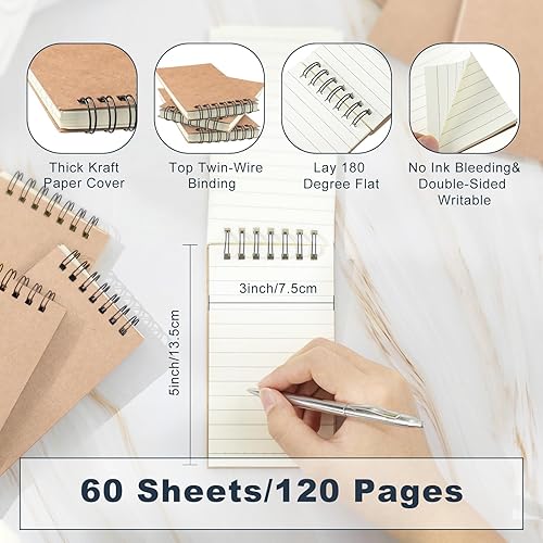 Miniatura 2 de 54 cuadernos pequeños en espiral de 3 x 5 pulgadas, mini bloc de notas encuadernado en espiral, cuaderno de bolsillo, blocs de notas en espiral, 120