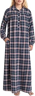 Latuza Women's Long Flannel Nightgown Long Sleeve Floor Length