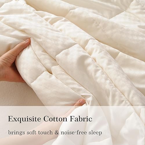 Miniatura 6 de CUDDLE DREAMS Relleno de edredón de lana, 100% relleno de lana australiana con carcasa de algodón suave y silencioso, calidez natural (peso medio