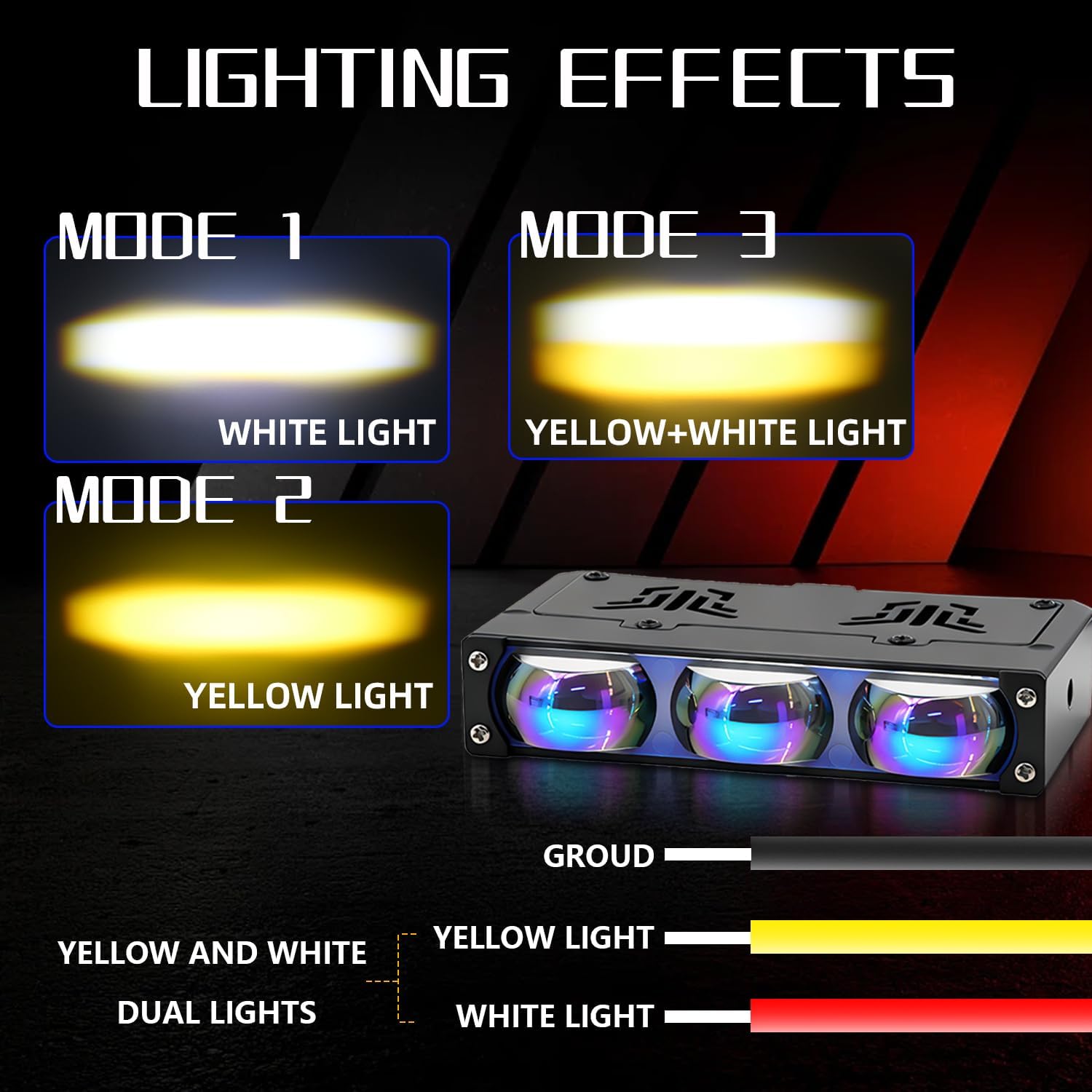 GSRECY Front Grille Pods LED Lights For Truck Motorcycle, White/Amber 45W Super Bright Driving Spot Lights Hi/Lo Beam Fog Light Auxiliary Lamp For Offroad SUV ATV Motorbike UTV Boat Tractor, 2 Pack