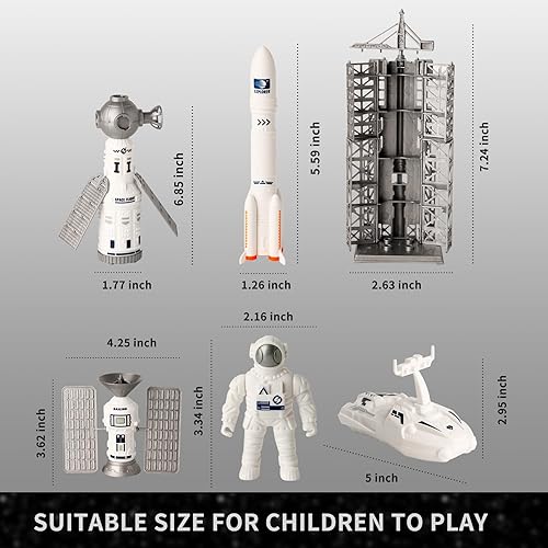 Miniatura 5 de Juguetes de cohete de exploración espacial para niños, juguetes aeroespaciales, cohete con 2 satélites, astronauta y vehículo espacial, juguetes