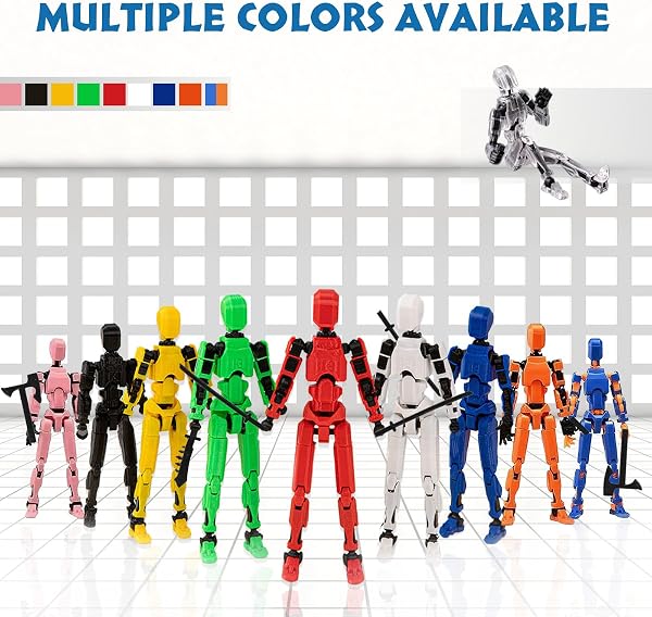 10 Pcs Action Figures T13(Assembly Required),Multi-Jointed Detachable Titan Action Figure with 10 Colors,3D Printed Dummy 13 Action Figure with Accessories for Collectors Desktop Decorations,DIY - 4