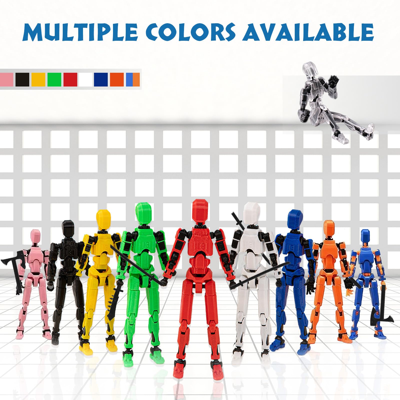 10 Pcs Action Figures T13(Assembly Required),Multi-Jointed Detachable Titan Action Figure with 10 Colors,3D Printed Dummy 13 Action Figure with Accessories for Collectors Desktop Decorations,DIY — view 4