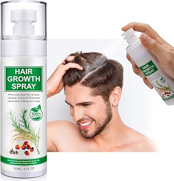Hair Growth Spray for Thinning Hair - Hair Thickening Spray with Rosemary & Castor Oil - Promotes New Growth, Boosts Volume & Nourishes Scalp - For Women & Men, All Hair Types - 120ml